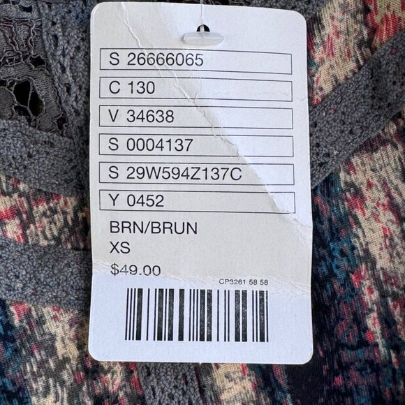 Ecote Tiered Tank Top Womens XS Tunic Boho Watercolor Layered Crochet - Picture 9 of 13